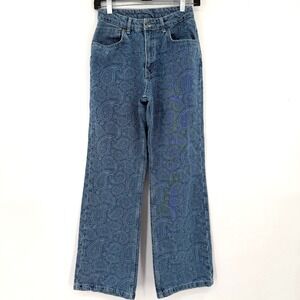 Ragged Jeans Paisley Straight Leg Blue Denim Jeans Pants Size 26